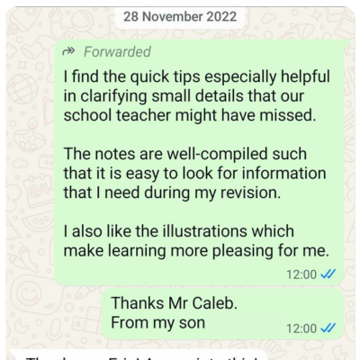Screenshot of a WhatsApp testimonial about the POA guide